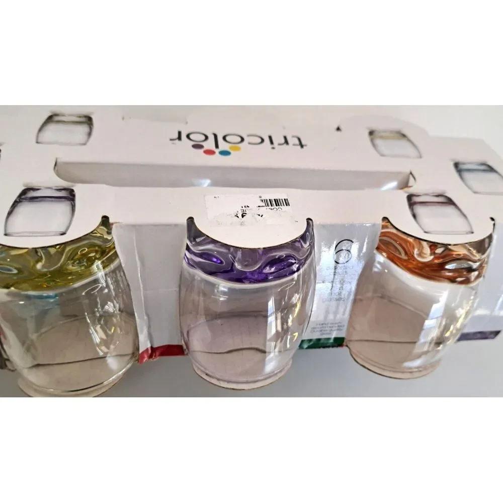 Shot Glasses Colorful Tricolor Set of 6 2.75 oz Home Essentials Barware Assorted